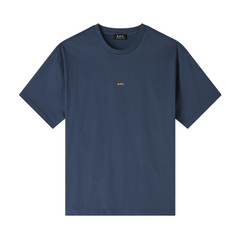 Boxy Micro Logo GOTS T-Shirt - Bleu Acier/Jaune
