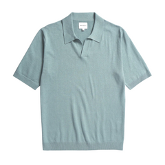Leif Cotton Linen Polo - Greyish Blue