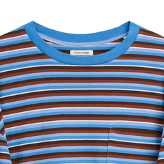 Stripe LS Pocket Tee - Blue