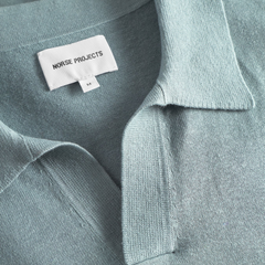 Leif Cotton Linen Polo - Greyish Blue