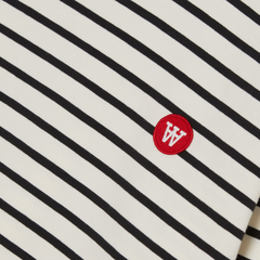 Mel Long Sleeve GOTS Red Double A Logo - Off-white/Black Stripe