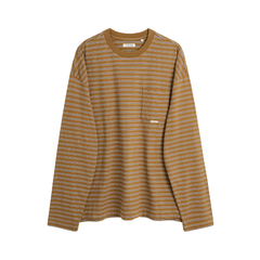 Stripe LS Pocket Tee - Brown