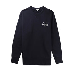 Arne Relaxed Organic Chain Stitch Logo Sweatshirt - Dark Navy