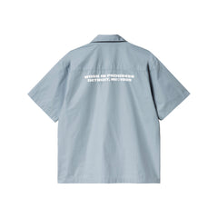 S/S Link Script Shirt - Frosted Blue/White