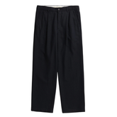 Hestur Relaxed Cotton Linen Twill Pleated Trouser - Dark Navy