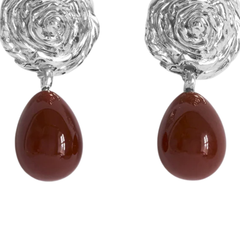 Breton Carnelian Earring - Silver/Carnelinan