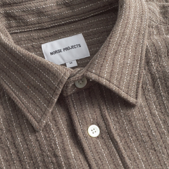 Ole Oversized Wool Stripe Shirt - Seal Brown