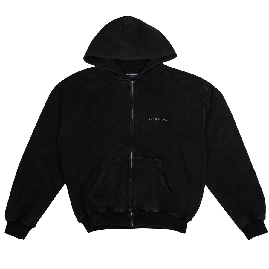 Toddler Text Zip Hoodie - Washed Black