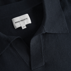 Leif Cotton Linen Polo - Dark Navy