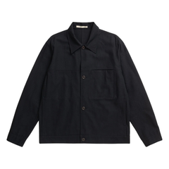 Arresskov Cotton Linen Twill Overshirt - Dark Navy