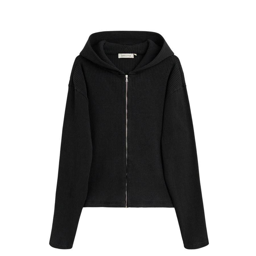 Rib Zip Sweat - Black