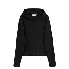 Rib Zip Sweat - Black