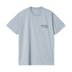 S/S Stamp T-Shirt - Misty Sky/Black Stone Washed