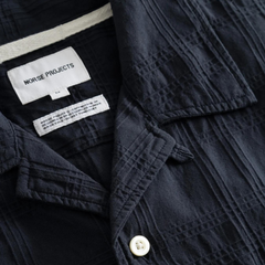 Carsten Relaxed Dobby Check Shirt - Dark Navy