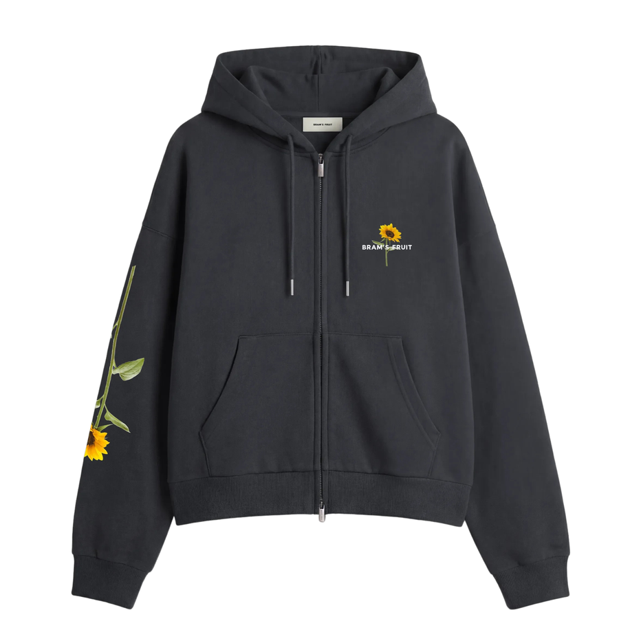 Sunflower Zipper Hoodie - Shadow Black