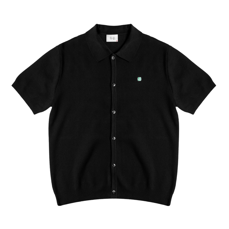 Half Sleeve Knit Logo Polo - Black