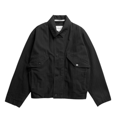 Vandel Herringbone Twill Flight Jacket - All Black