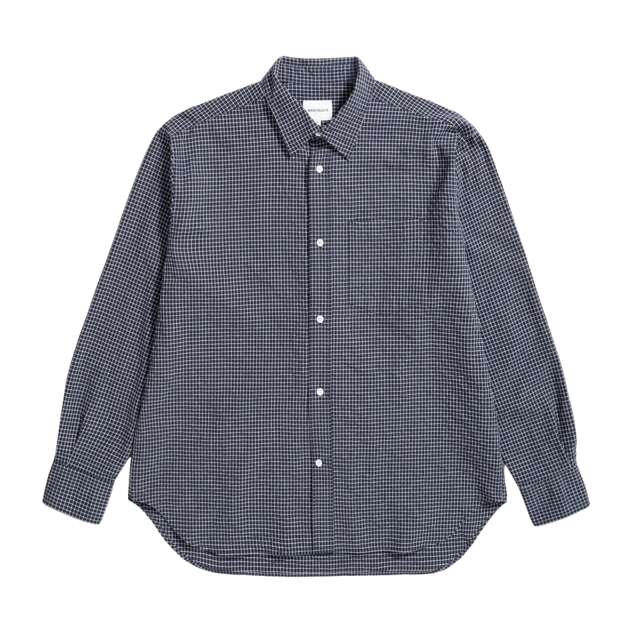 Espevik Oversized Check Shirt - Dark Navy Check