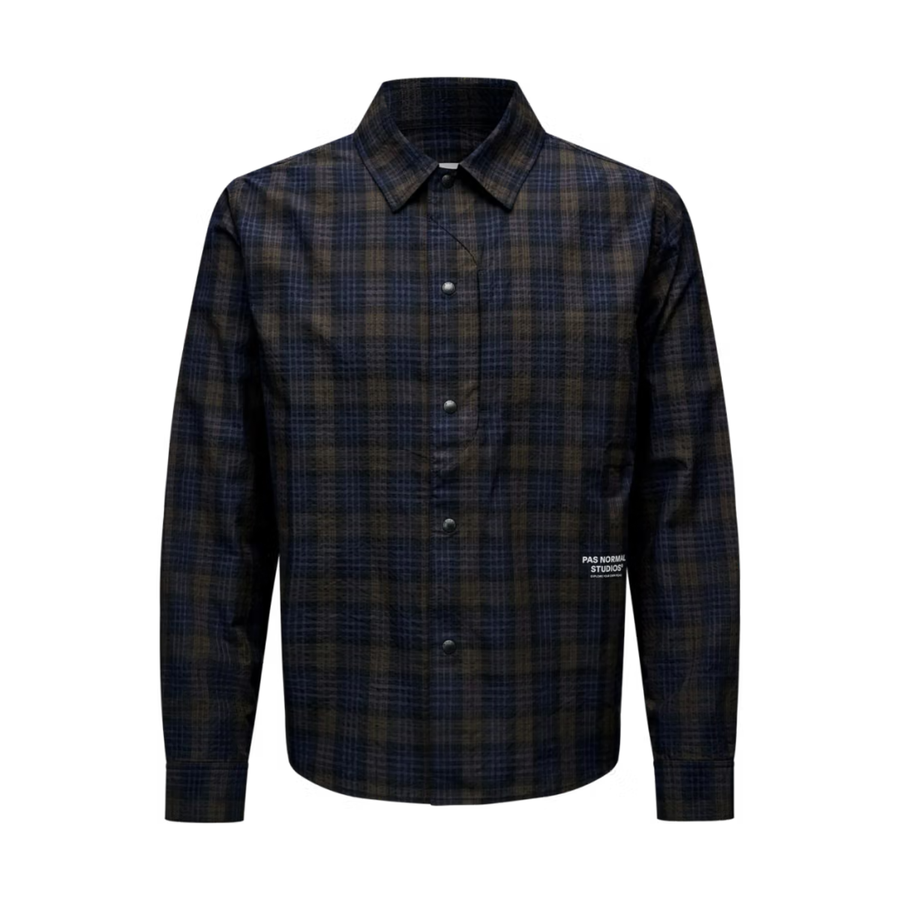Off-Race Seersucker Shirt - Dark Navy