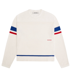 Knitted Hockey Top - Oat/Red/Blue
