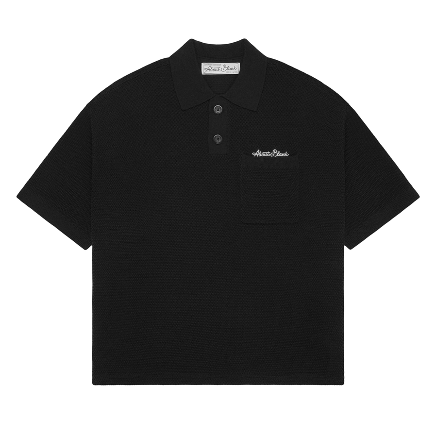 Pique Knitted Polo - Black/Ecru