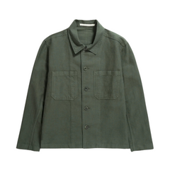 Tyge Cotton Linen Overshirt - Spruce Green