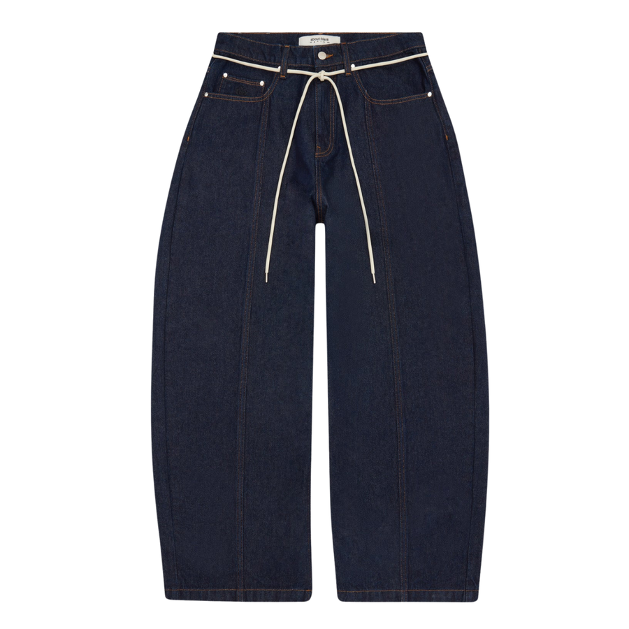 Wide Leg Felled Denim - Raw Indigo