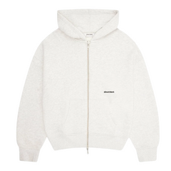 Box Zip Hoodie - Grey Marl/Black