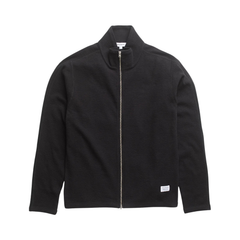 Teno Cotton Hemp Military Rib Zip Cardigan - Black