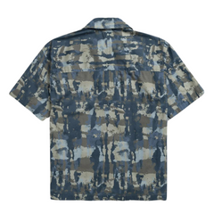 Mads Relaxed Print Shirt SS - Steel Blue