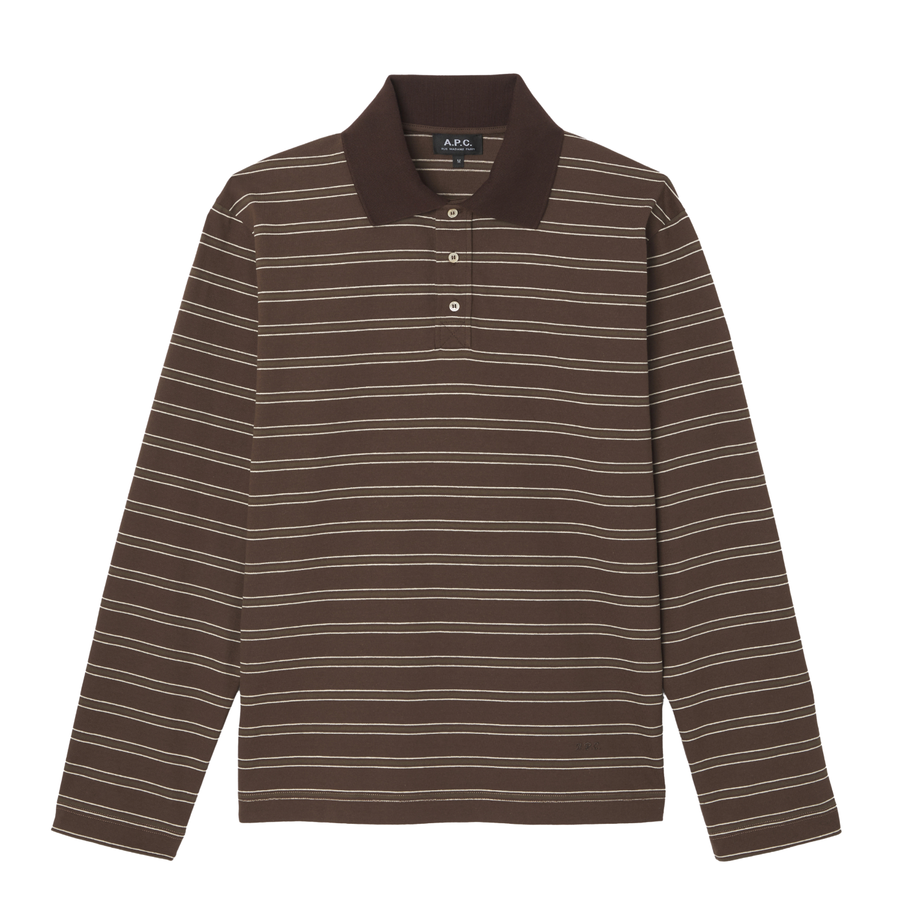 Polo Manches Lounges Raye - Marron