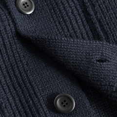 Loki Wool Cotton Rib Cardigan - Dark Navy