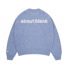 Mohair Knitted Logo Crewneck - Blue/Ecru