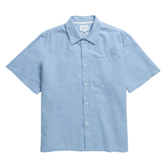 Ivan Relaxed Cotton Linen SS Shirt - Pale Blue