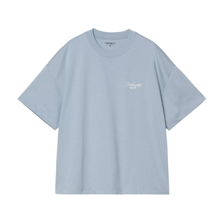 S/S Signature Script T-Shirt - Frosted Blue/White