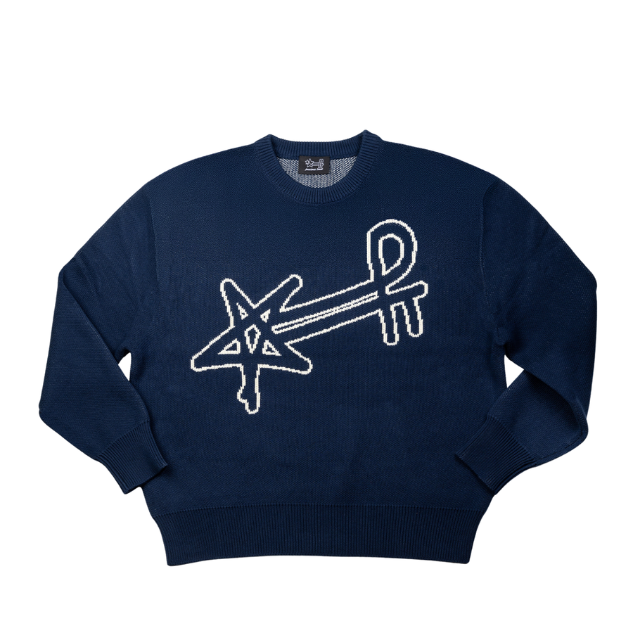 Jacquard Knit Sweater - Navy