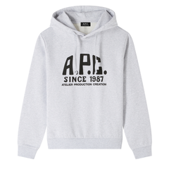 Print Label Hoodie - Heathered Grey