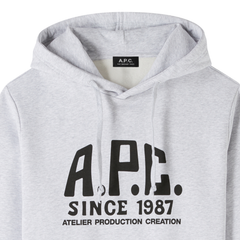 Print Label Hoodie - Heathered Grey