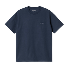 S/S Script Embroidery T-Shirt Blue/White