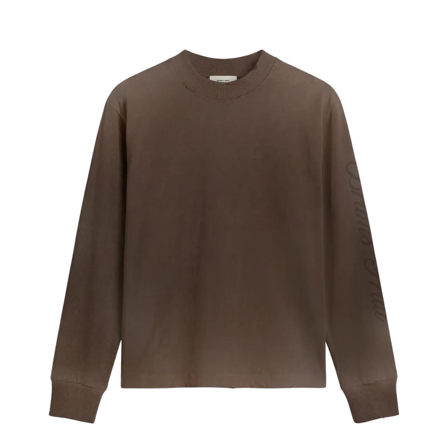Distressed Script Logo Longsleeve - Washed Brown