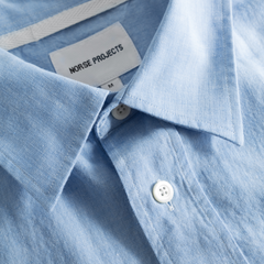 Ivan Relaxed Cotton Linen SS Shirt - Pale Blue