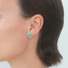 Lulu Aventurine Earrings - Silver/Aventurine Stone