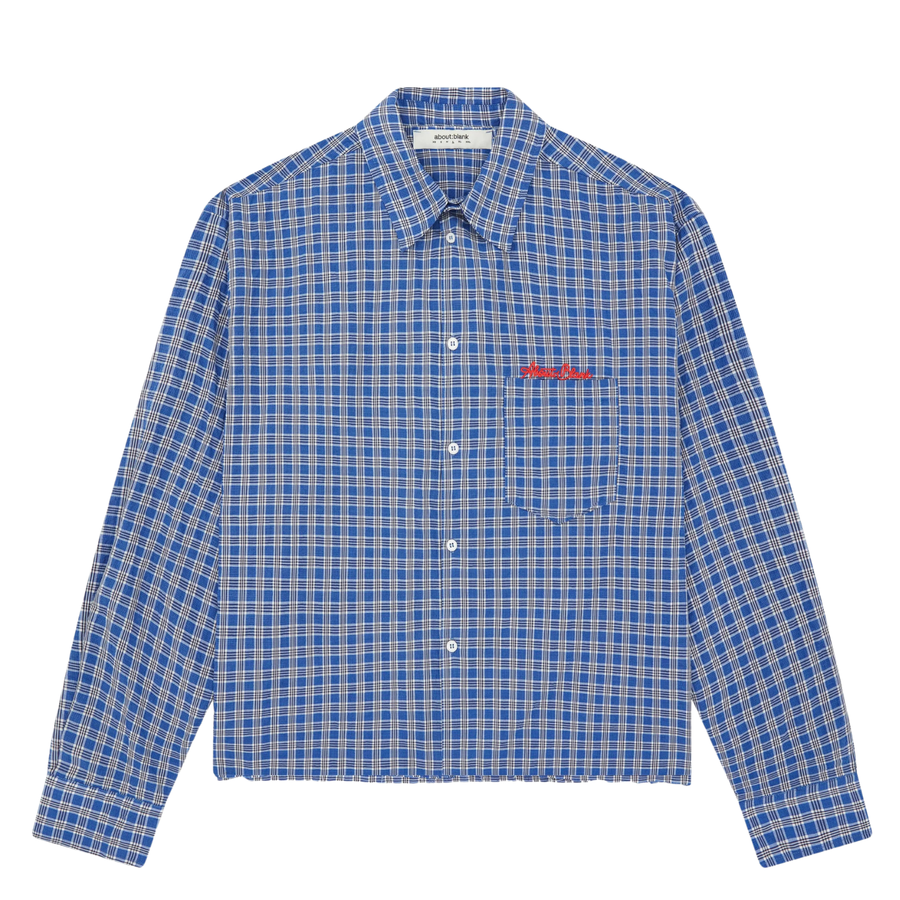 Raw Hem Check Shirt - Blue