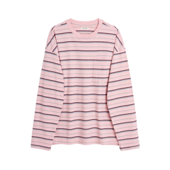 Stripe LS Pocket Tee - Pink