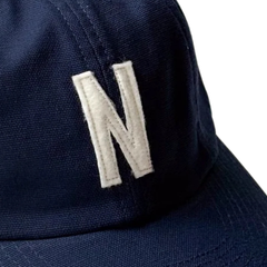 Light Canvas Felt N 8 Panel Cap - Dark Navy