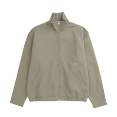Hornidal Relaxed Organic Loopback Track Jacket - Vetiver