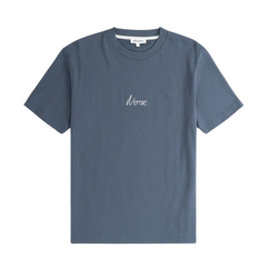 Johannes Organic Chain Stitch Logo T-Shirt - Steel Blue