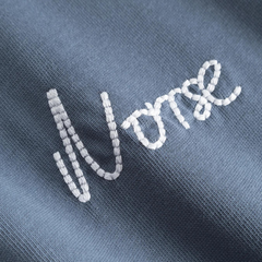 Johannes Organic Chain Stitch Logo T-Shirt - Steel Blue