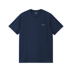 S/S Script Embroidery T-Shirt - Jupiter/White