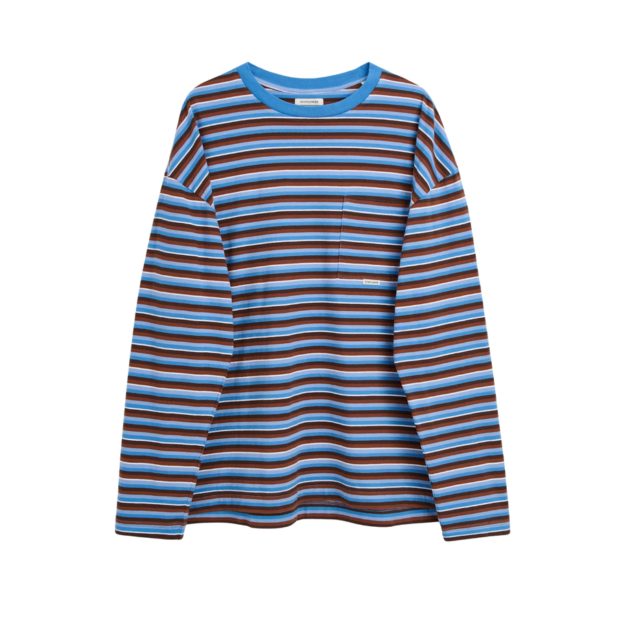 Stripe LS Pocket Tee - Blue